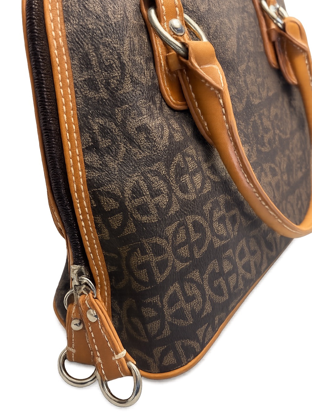 Giani Bernini Brown Monogram Satchel with Tan Trim - Picture 3 of 10